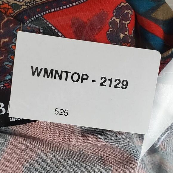 Urban CoCo XXL Boho Tunic Top Paisley Print Red Blue Tassel Neck 3/4 Sleeve Stre - Picture 7 of 7